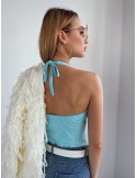 Bodysuit with corset binding on the front, turquoise 9928 - Online store - Boutique